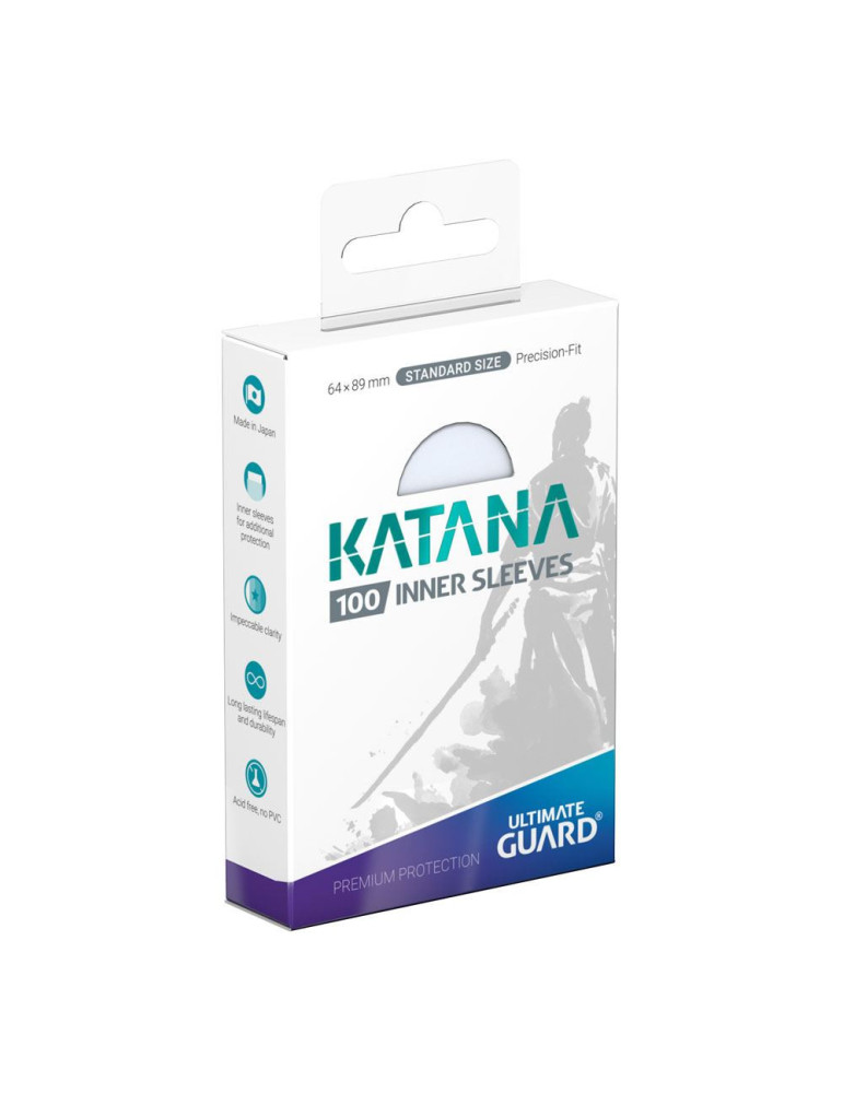 Ultimate Guard 100 Katana Inner Sleeves taille standard Transparent (64 × 89 mm)
