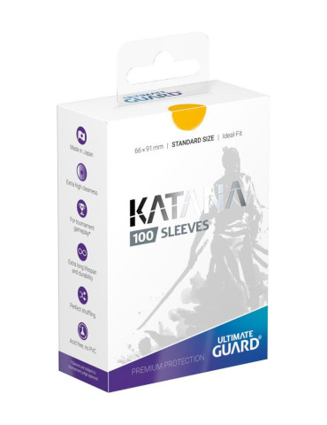 Ultimate Guard 100 Katana Sleeves taille standard Jaune (66 × 91 mm)