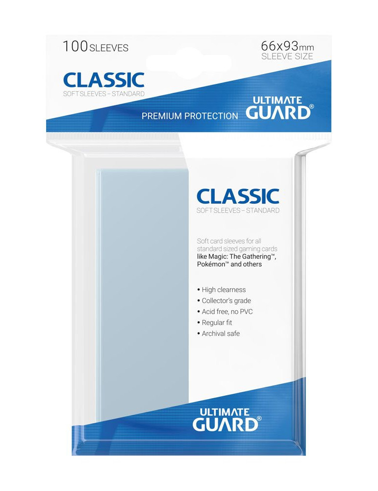 Ultimate Guard 100 Classic Soft Sleeves taille standard Transparent (66 × 93 mm)