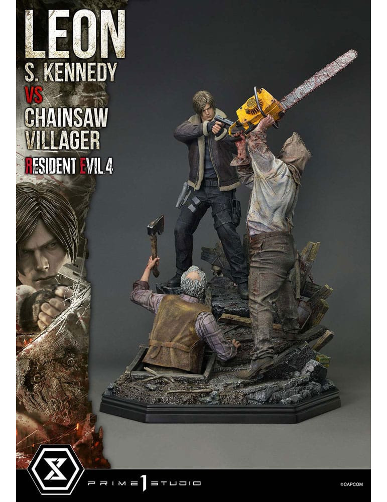 Prime 1 Studio - Resident Evil 4 - Figure Ultimate Premium Masterline Series : Leon S. Kennedy vs. Chainsaw Villager