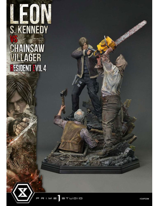Prime 1 Studio - Resident Evil 4 - Figurine Ultimate Premium Masterline Series : Leon S. Kennedy vs. Chainsaw Villager