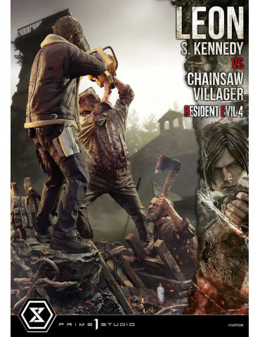 Prime 1 Studio - Resident Evil 4 - Figurine Ultimate Premium Masterline Series : Leon S. Kennedy vs. Chainsaw Villager 2