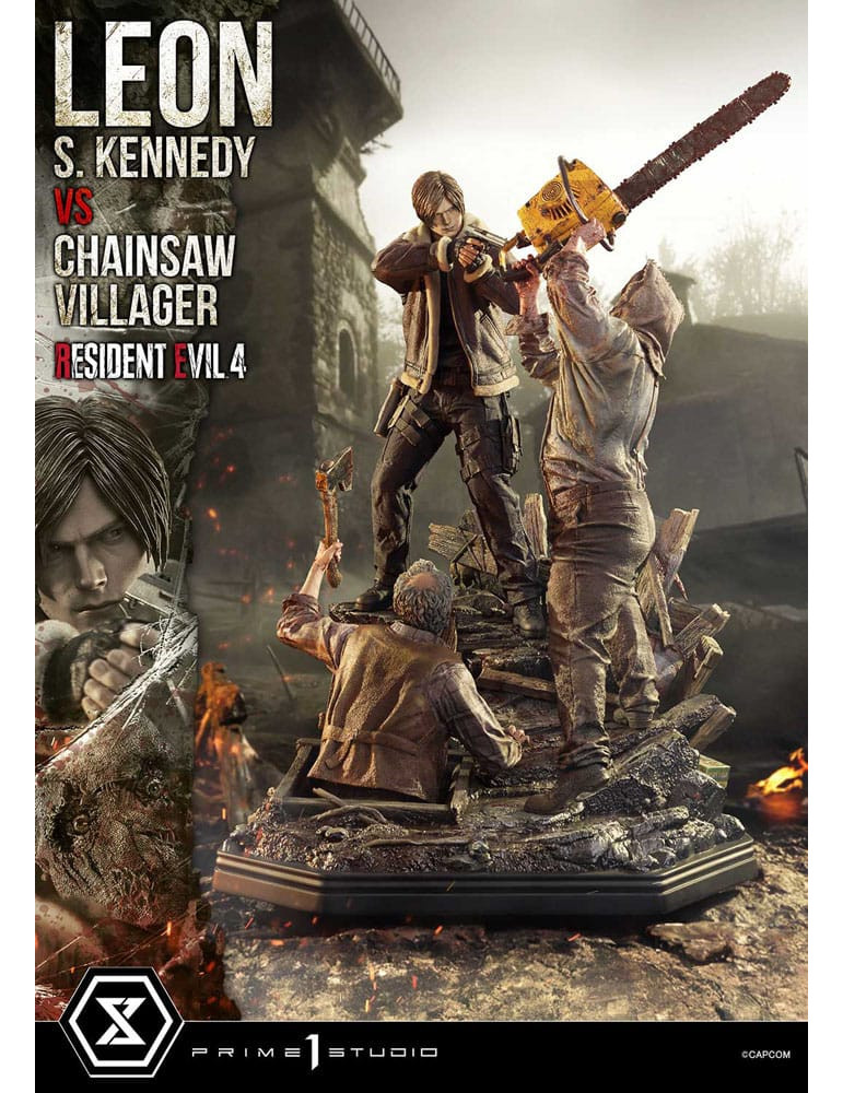 Prime 1 Studio - Resident Evil 4 - Figurine Ultimate Premium Masterline Series : Leon S. Kennedy vs. Chainsaw Villager
