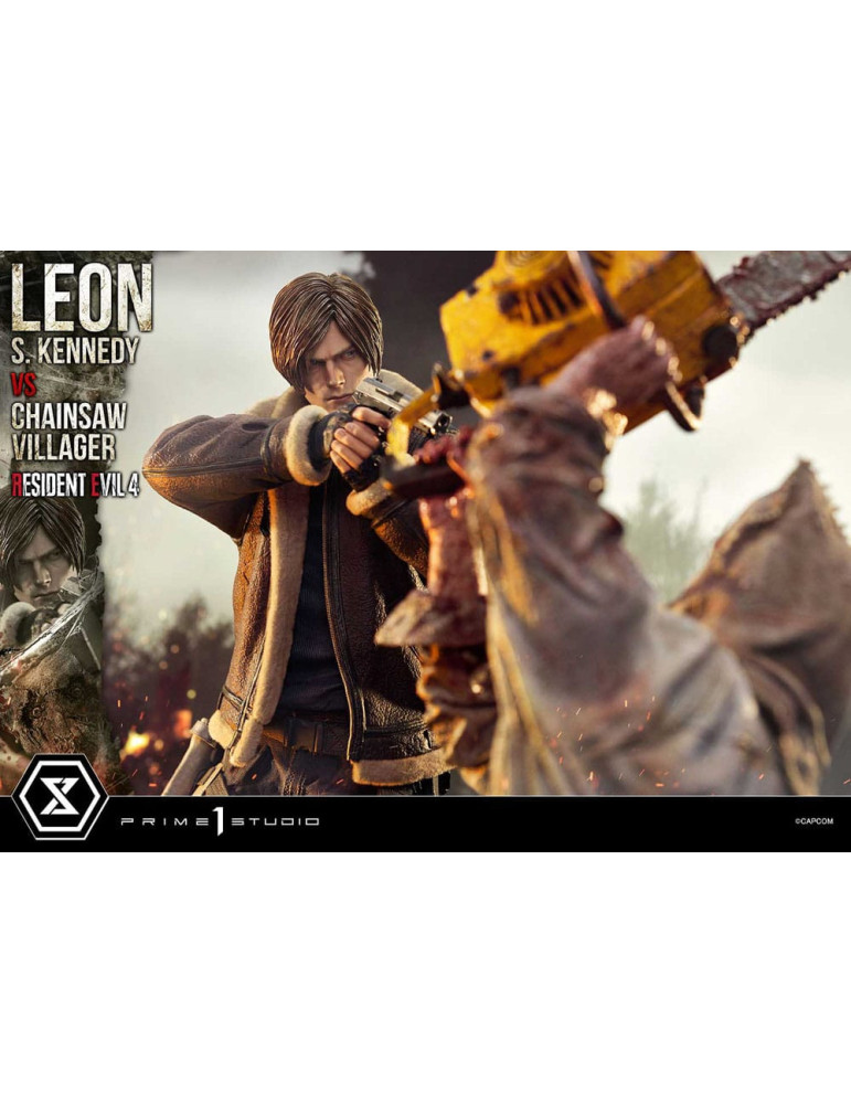 Prime 1 Studio - Resident Evil 4 - Figurine Ultimate Premium Masterline Series : Leon S. Kennedy vs. Chainsaw Villager