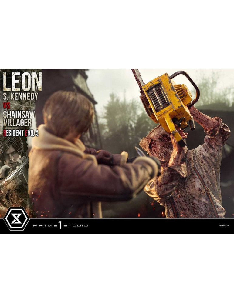 Prime 1 Studio - Resident Evil 4 - Figurine Ultimate Premium Masterline Series : Leon S. Kennedy vs. Chainsaw Villager