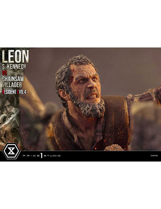 Prime 1 Studio - Resident Evil 4 - Figurine Ultimate Premium Masterline Series : Leon S. Kennedy vs. Chainsaw Villager