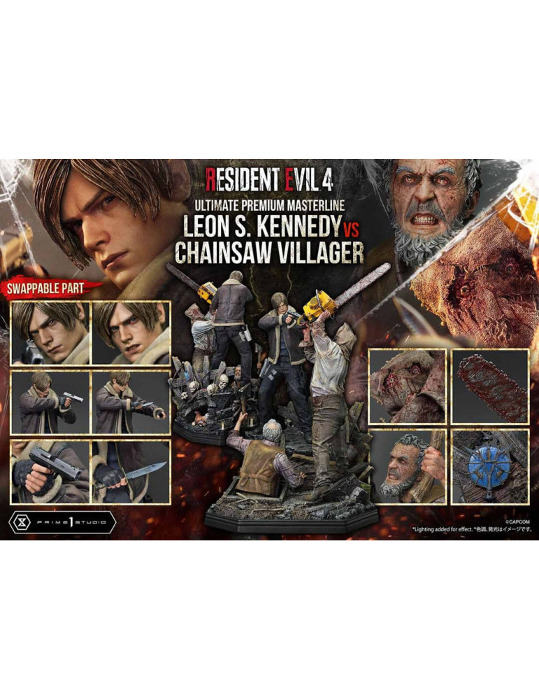 Prime 1 Studio - Resident Evil 4 - Figure Ultimate Premium Masterline Series : Leon S. Kennedy vs. Chainsaw Villager