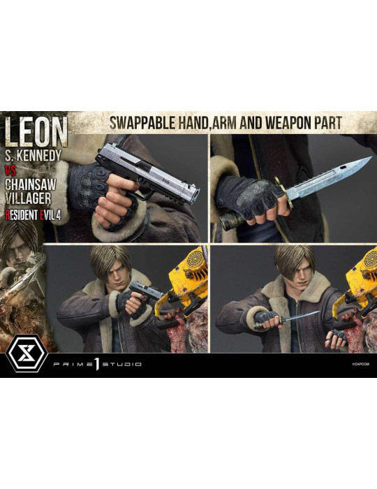 Prime 1 Studio - Resident Evil 4 - Figurine Ultimate Premium Masterline Series : Leon S. Kennedy vs. Chainsaw Villager