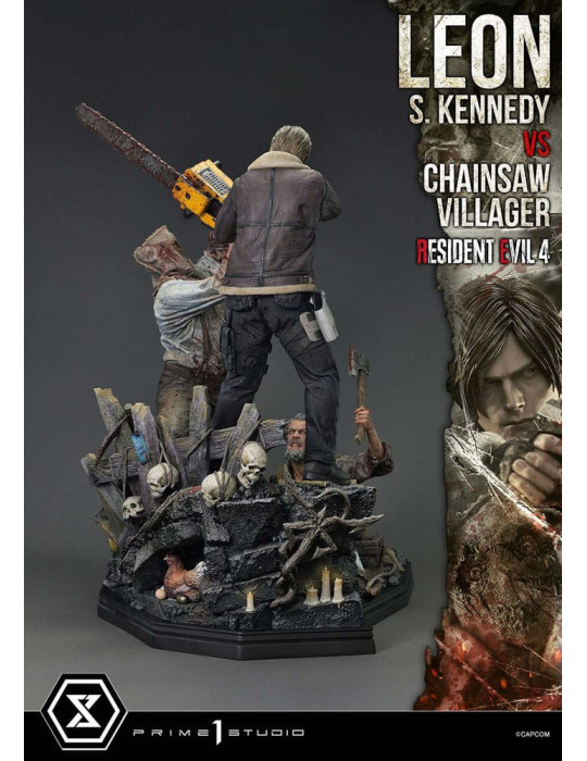 Prime 1 Studio - Resident Evil 4 - Figurine Ultimate Premium Masterline Series : Leon S. Kennedy vs. Chainsaw Villager
