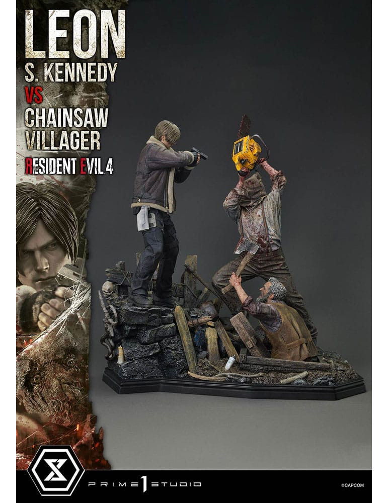 Prime 1 Studio - Resident Evil 4 - Figurine Ultimate Premium Masterline Series : Leon S. Kennedy vs. Chainsaw Villager