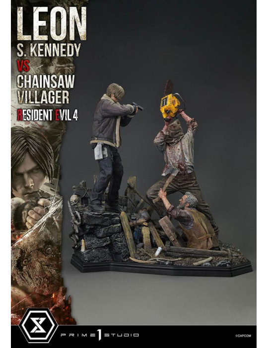 Prime 1 Studio - Resident Evil 4 - Figure Ultimate Premium Masterline Series : Leon S. Kennedy vs. Chainsaw Villager