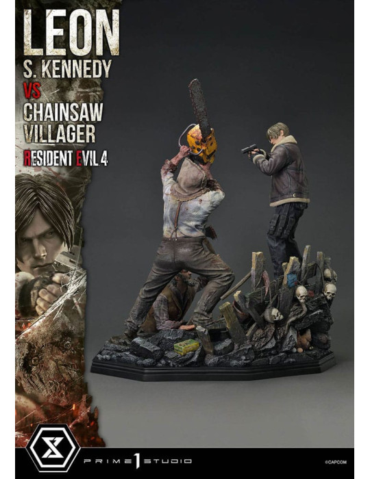Prime 1 Studio - Resident Evil 4 - Figurine Ultimate Premium Masterline Series : Leon S. Kennedy vs. Chainsaw Villager