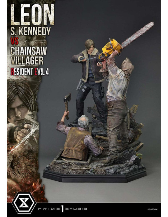 Prime 1 Studio - Resident Evil 4 - Figure Ultimate Premium Masterline Series : Leon S. Kennedy vs. Chainsaw Villager