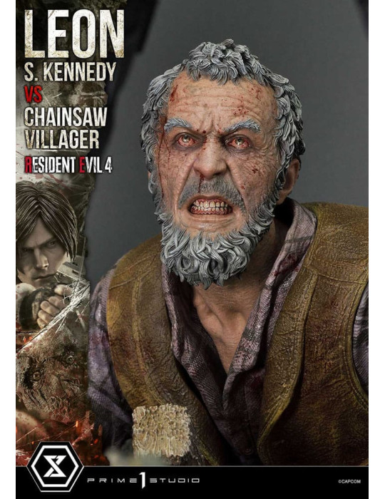 Prime 1 Studio - Resident Evil 4 - Figure Ultimate Premium Masterline Series : Leon S. Kennedy vs. Chainsaw Villager