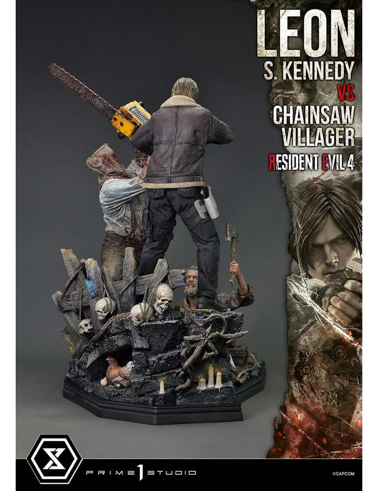 Prime 1 Studio - Resident Evil 4 - Figurine Ultimate Premium Masterline Series : Leon S. Kennedy vs. Chainsaw Villager