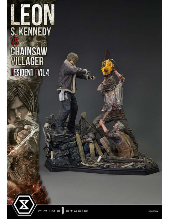 Prime 1 Studio - Resident Evil 4 - Figure Ultimate Premium Masterline Series : Leon S. Kennedy vs. Chainsaw Villager