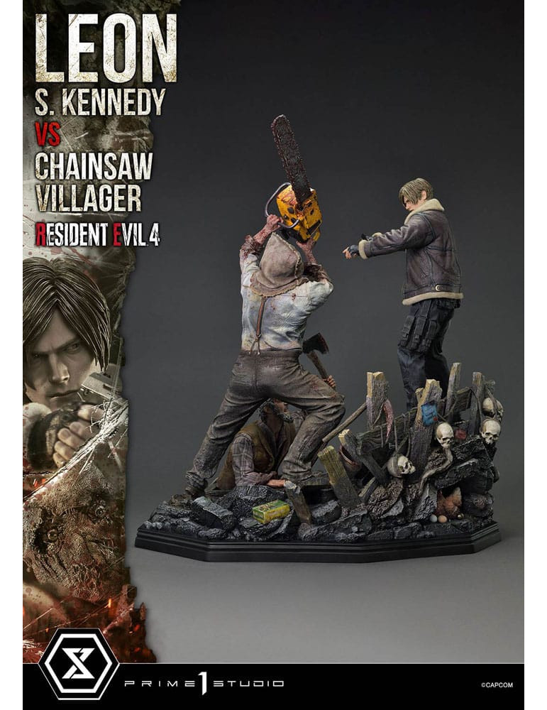 Prime 1 Studio - Resident Evil 4 - Figurine Ultimate Premium Masterline Series : Leon S. Kennedy vs. Chainsaw Villager