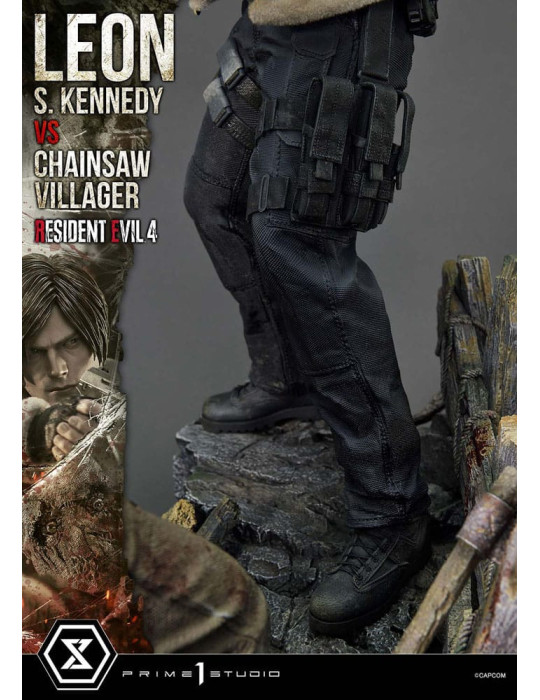 Prime 1 Studio - Resident Evil 4 - Figure Ultimate Premium Masterline Series : Leon S. Kennedy vs. Chainsaw Villager