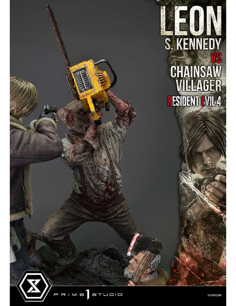 Prime 1 Studio - Resident Evil 4 - Figurine Ultimate Premium Masterline Series : Leon S. Kennedy vs. Chainsaw Villager
