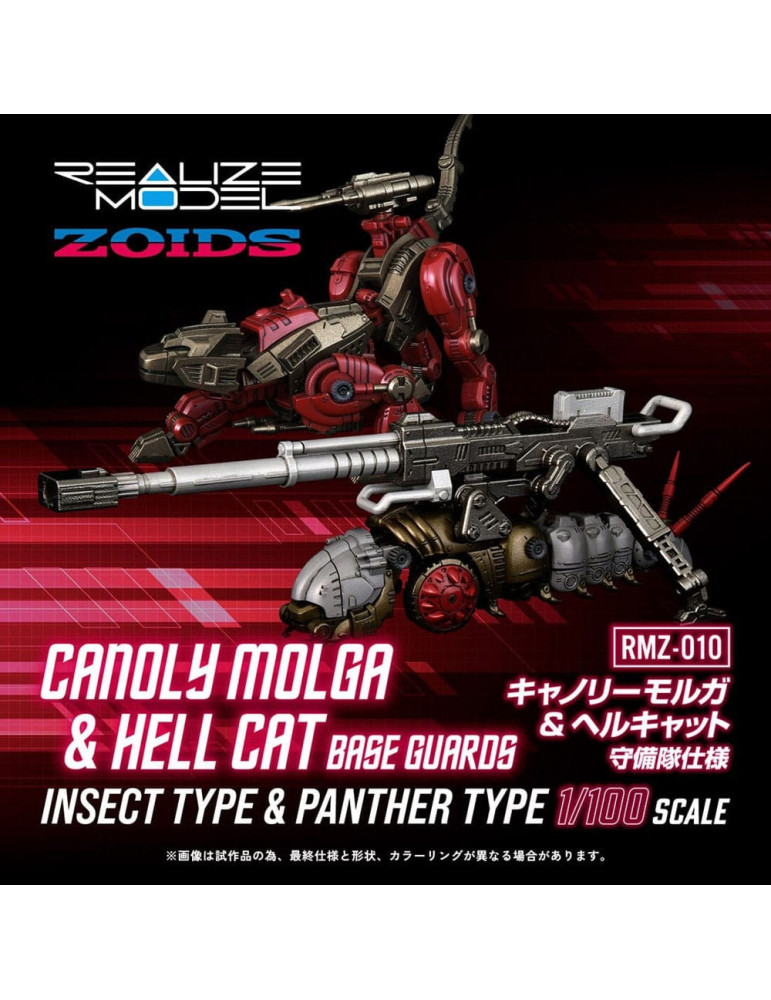 Takara Tomy - Zoids - Pack 2 figurines RMZ-010 Canoly Molga & Hell Cat Base Guards Sets
