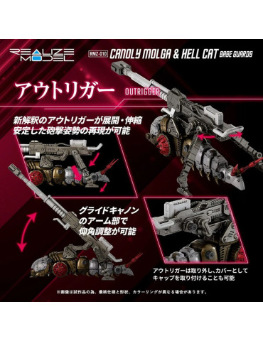 Takara Tomy - Zoids - Pack 2 figurines RMZ-010 Canoly Molga & Hell Cat Base Guards Sets 2