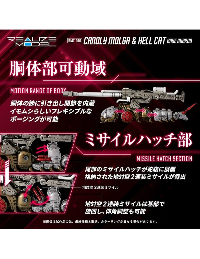 Takara Tomy - Zoids - Pack 2 figures RMZ-010 Canoly Molga & Hell Cat Base Guards Sets