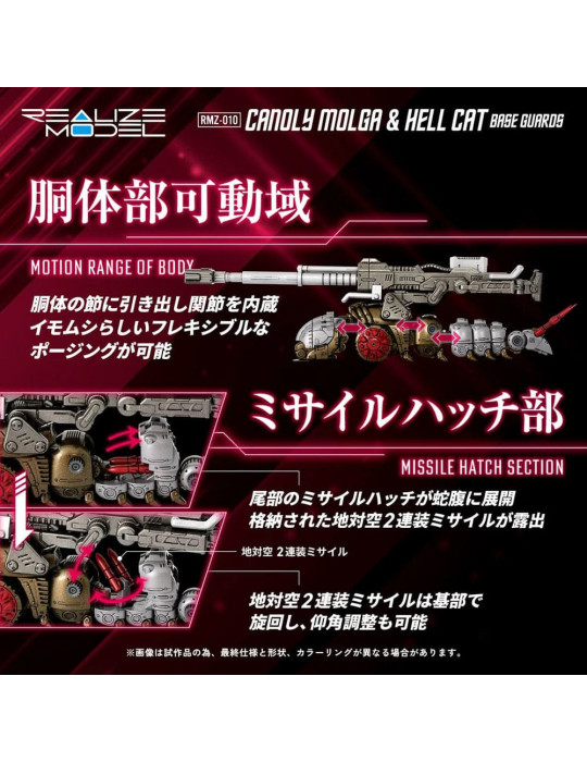 Takara Tomy - Zoids - Pack 2 figurines RMZ-010 Canoly Molga & Hell Cat Base Guards Sets