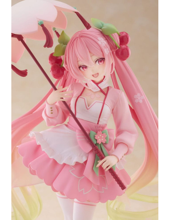 Taito - Hatsune Miku - figurine AMP Newley Written Sakura Miku Sakura Dress Ver.