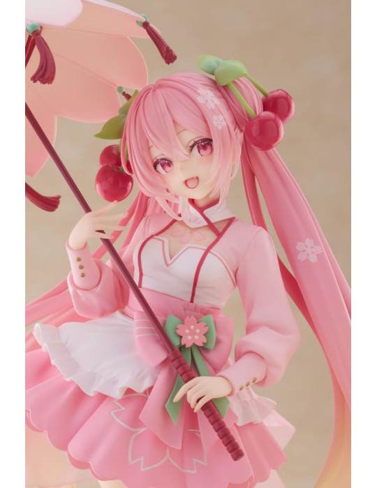 Taito - Hatsune Miku - figurine AMP Newley Written Sakura Miku Sakura Dress Ver.