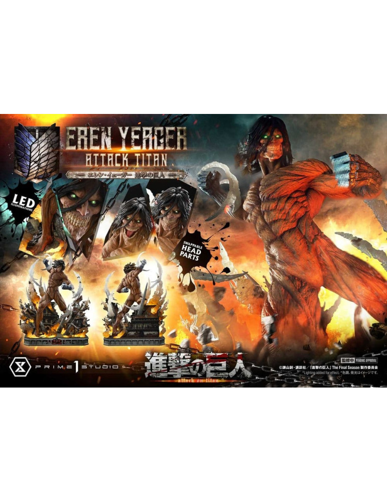 L'Attaque des Titans Ultimate Diorama Masterline Statue Eren Yeager Attack Titan Bonus Version 81 cm Prime 1 Studio