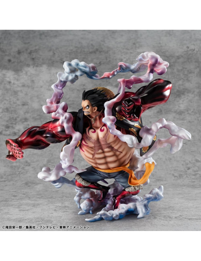 One Piece figurine PVC Portrait.Of.Pirates SA-Maximum Monkey D. Luffy Gear 4 Bounce-Man 10th Limited Ver. 30 cm Megahouse