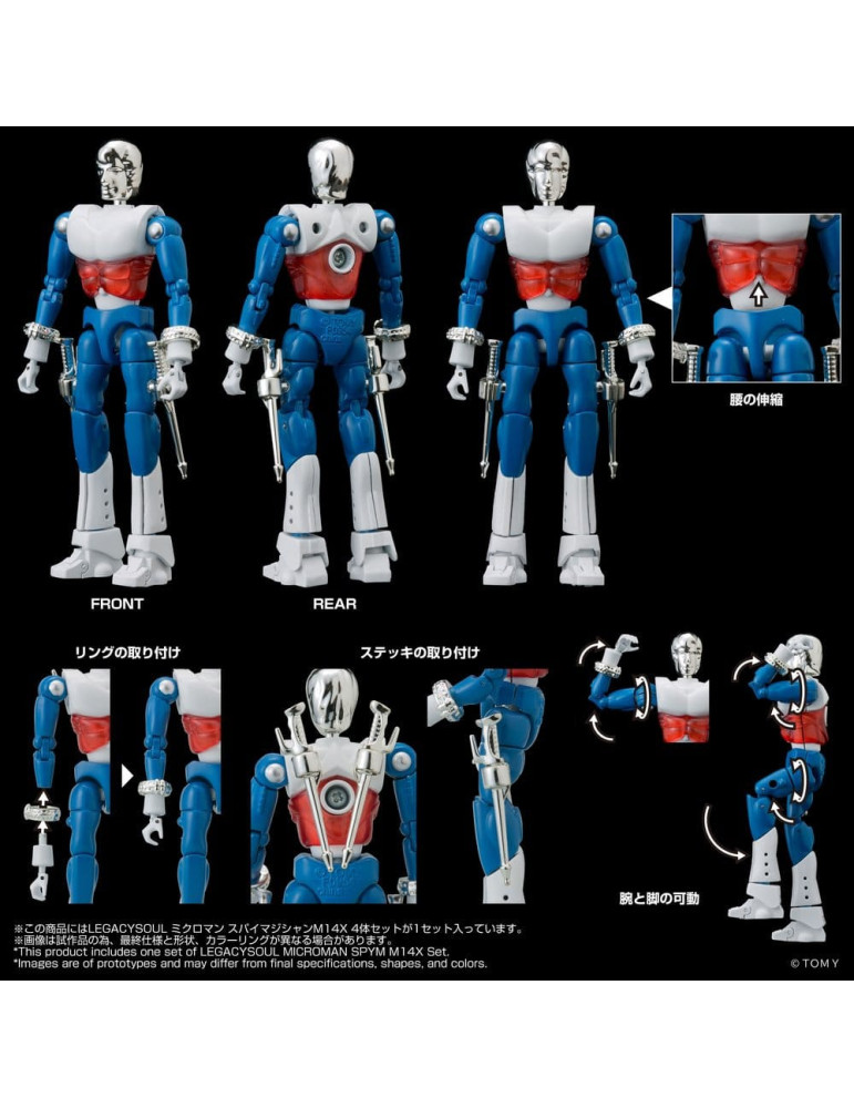 Microman Legacysoul Pack de 4 figurines SPYM M14X Set Takara Tomy